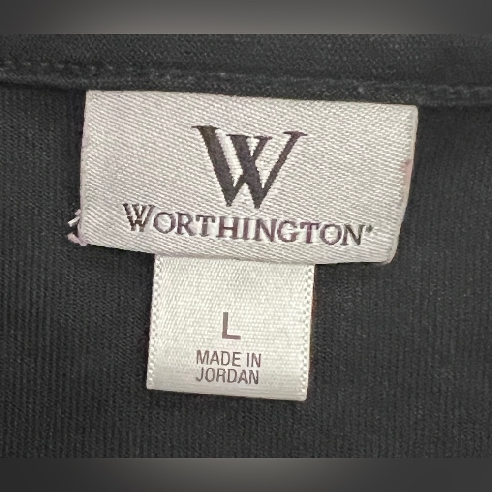 Worthington Black Ruched Sleeve Blouse Size L - Picture 6 of 7